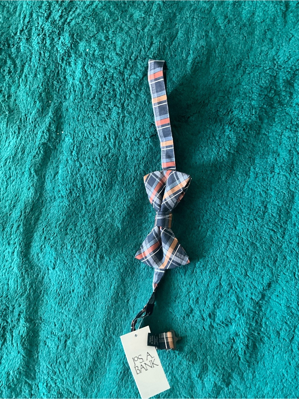 Jos. A. Bank Blue and Orange Plaid Bow Tie